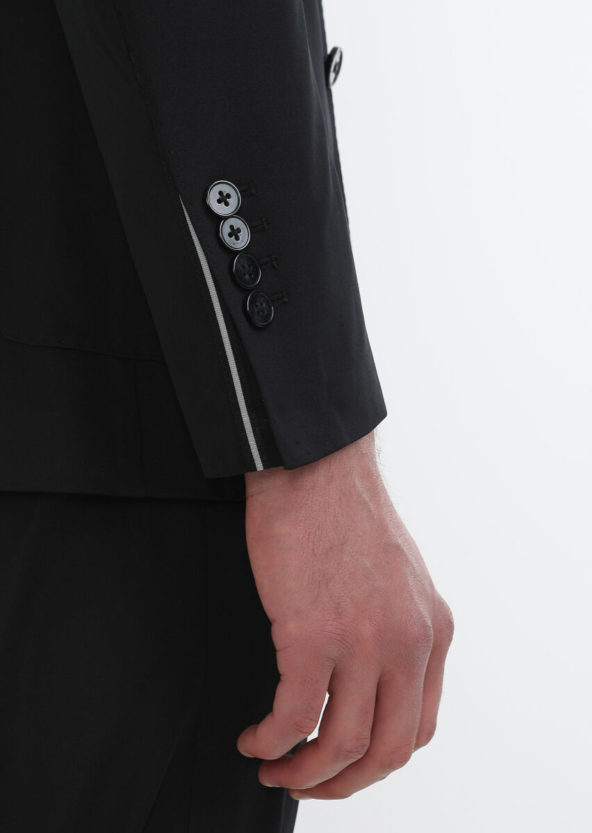 Black Plain Comfort Fit Suit - 5