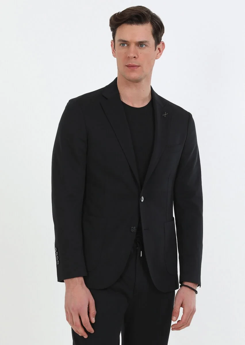 Black Plain Comfort Fit Suit - 2