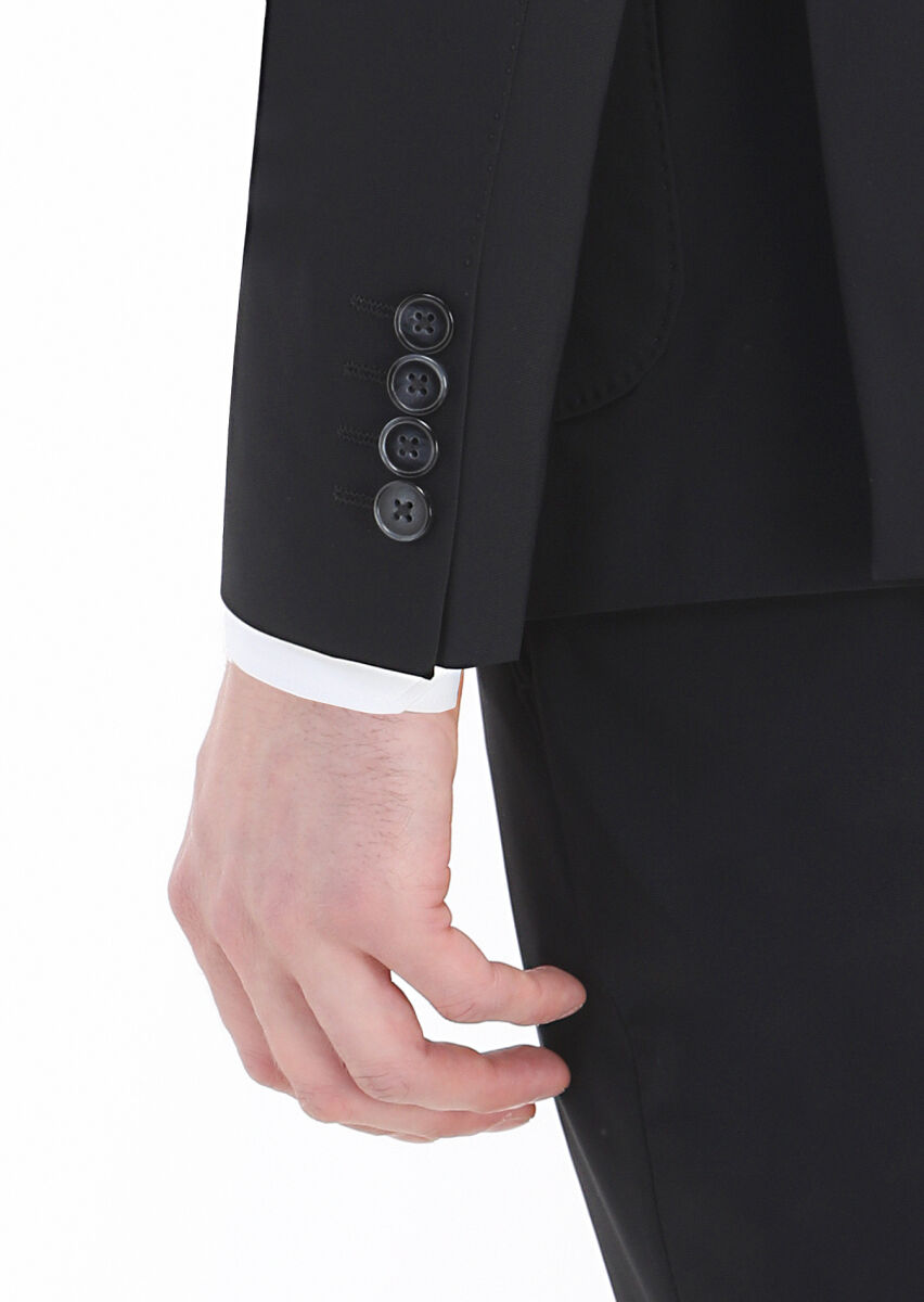Black Plain Comfort Fit Suit - 7