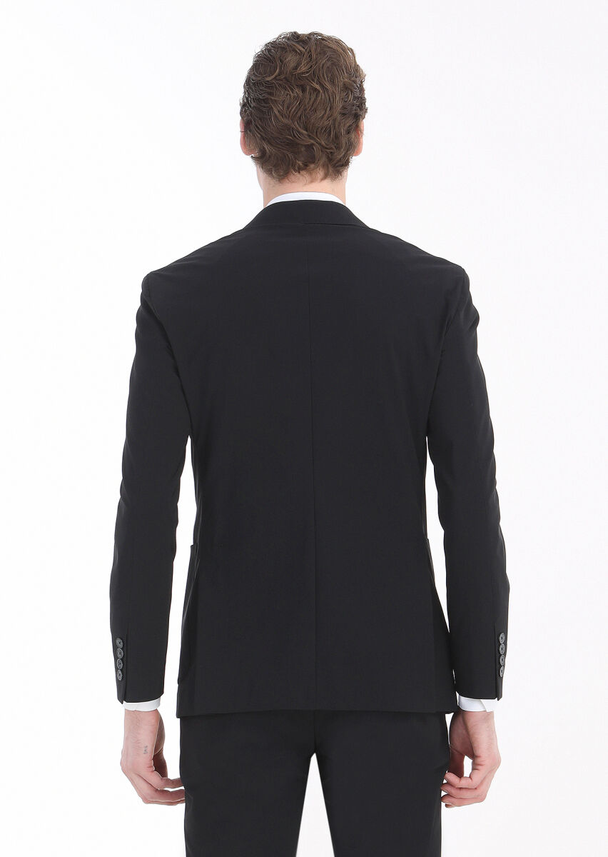 Black Plain Comfort Fit Suit - 8