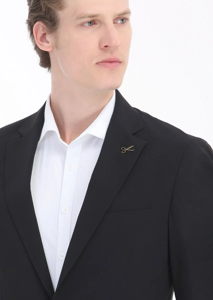Black Plain Comfort Fit Suit - 4