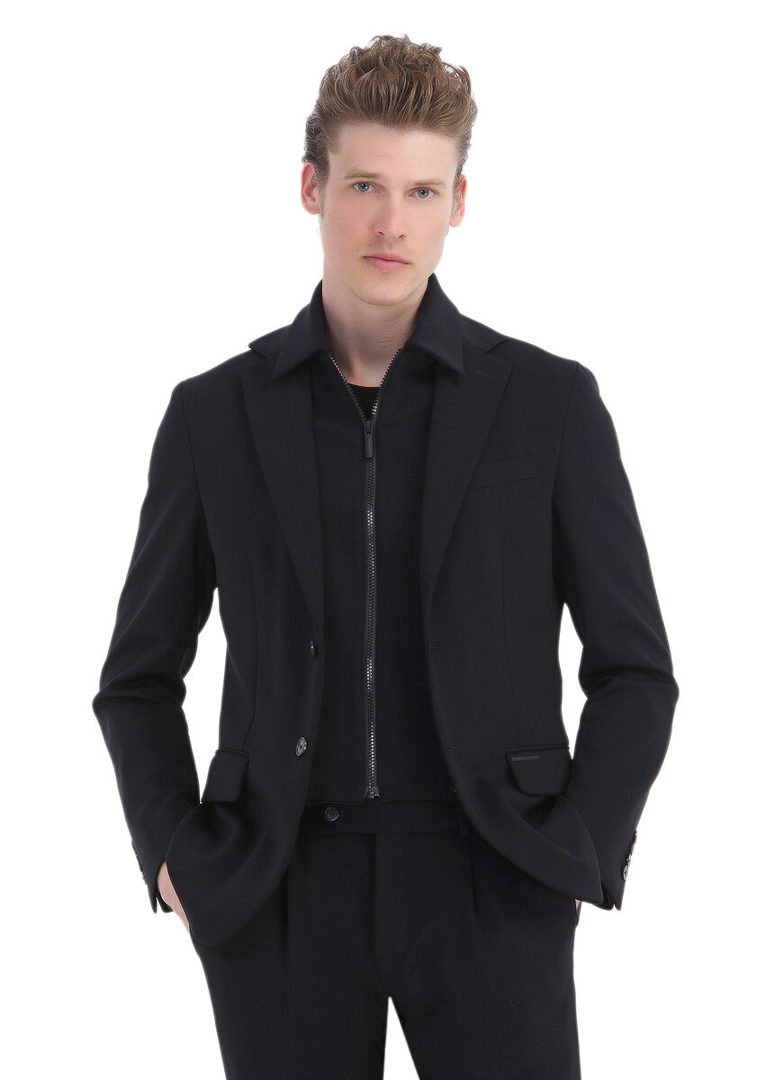 Black Plain Comfort Fit Suit - 3