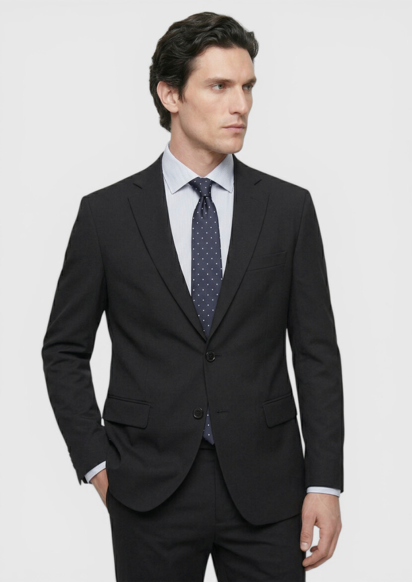 Black Plain Comfort Fit Suit - RAMSEY