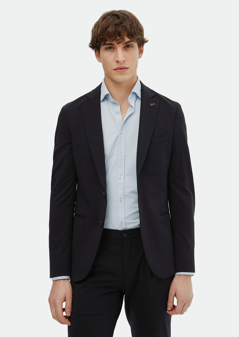 Black Plain Comfort Fit Suit - 1