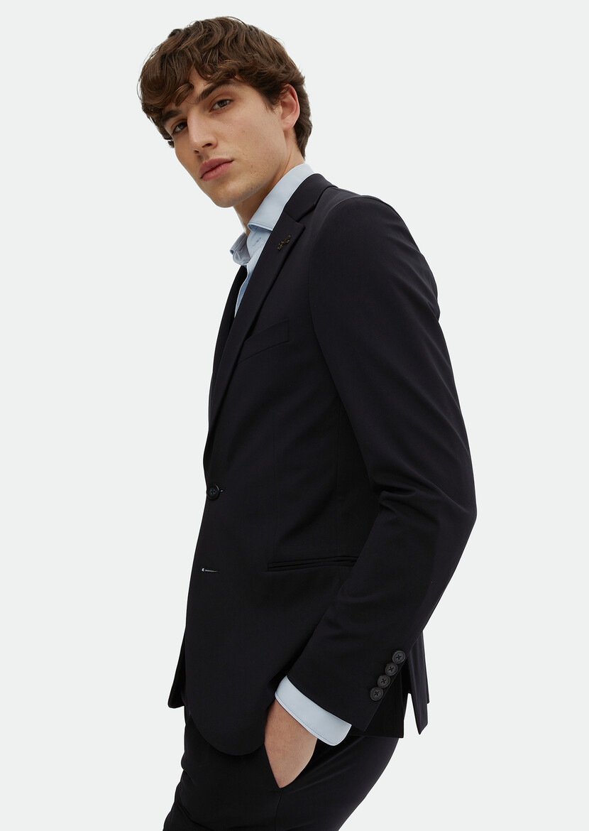 Black Plain Comfort Fit Suit - 4