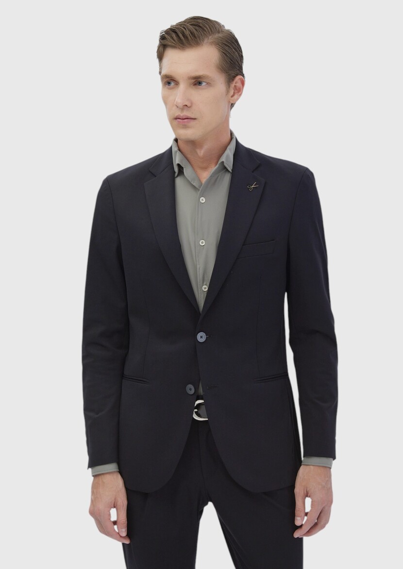 Black Plain Comfort Fit Suit - 1