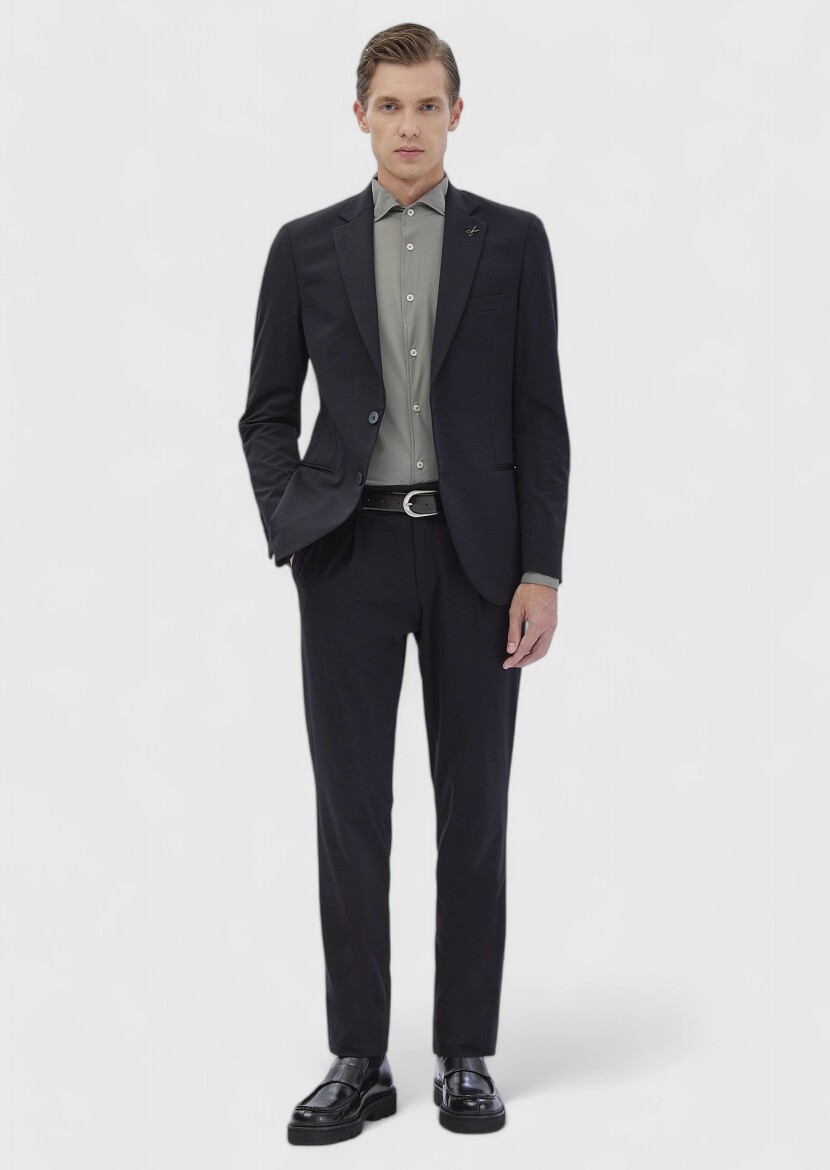 Black Plain Comfort Fit Suit - 2