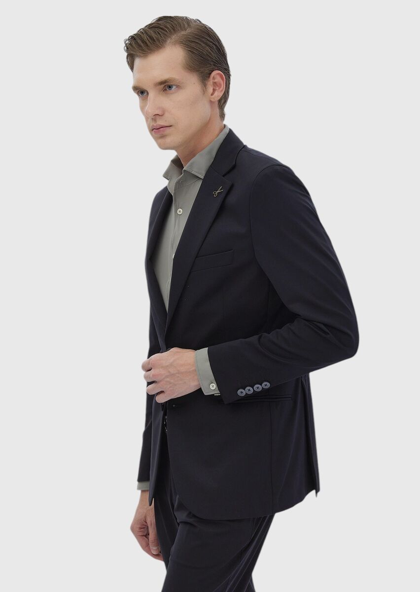Black Plain Comfort Fit Suit - 3