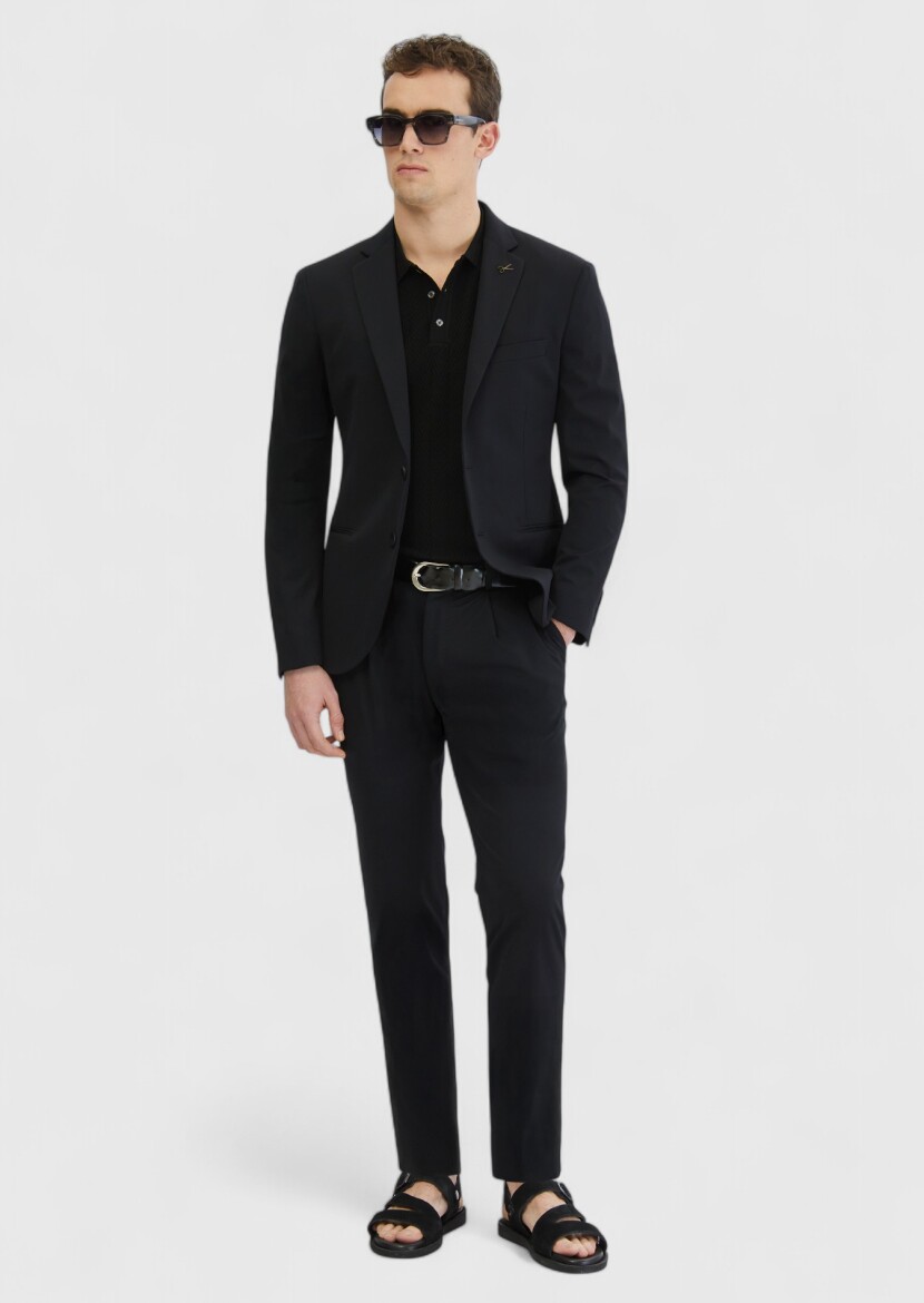 Black Plain Comfort Fit Suit - 2