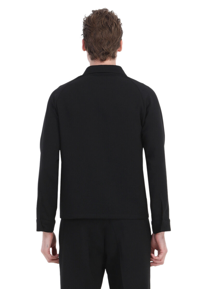 Black Plain Comfort Fit Wool Blended Suit - 8