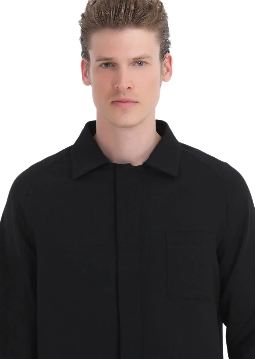 Black Plain Comfort Fit Wool Blended Suit - 5