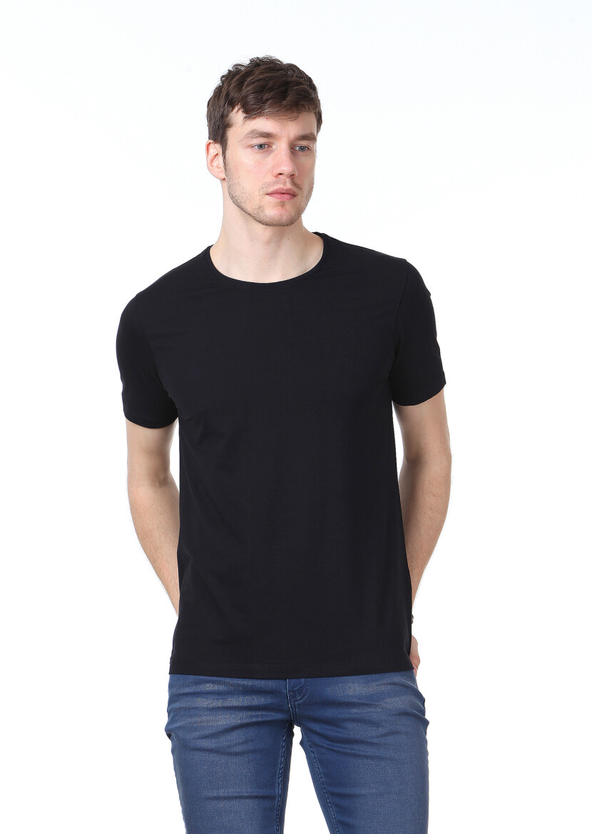 Black Plain Cotton Blended T-Shirt 