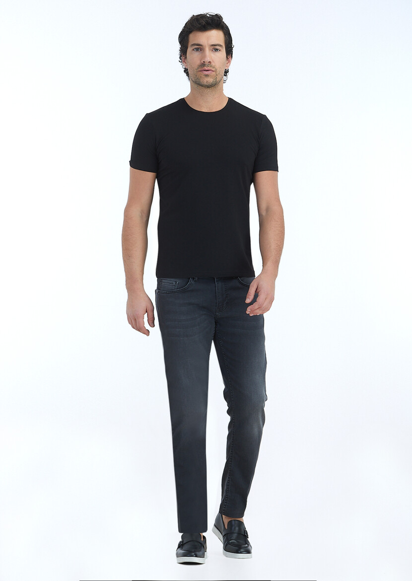 Black Plain Cotton Blended T-Shirt 