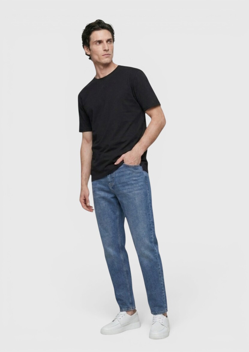 Black Plain Cotton Blended T-Shirt - RAMSEY