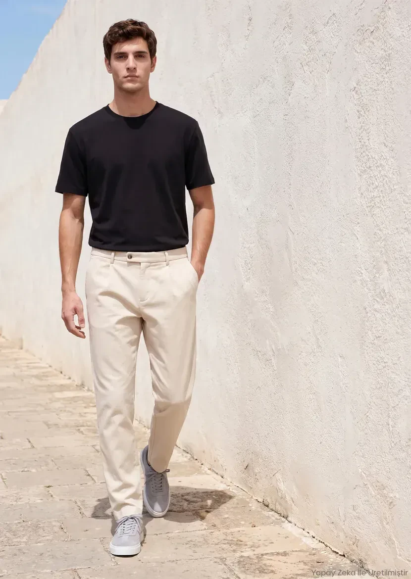 Black Plain Cotton Blended T-Shirt - RAMSEY