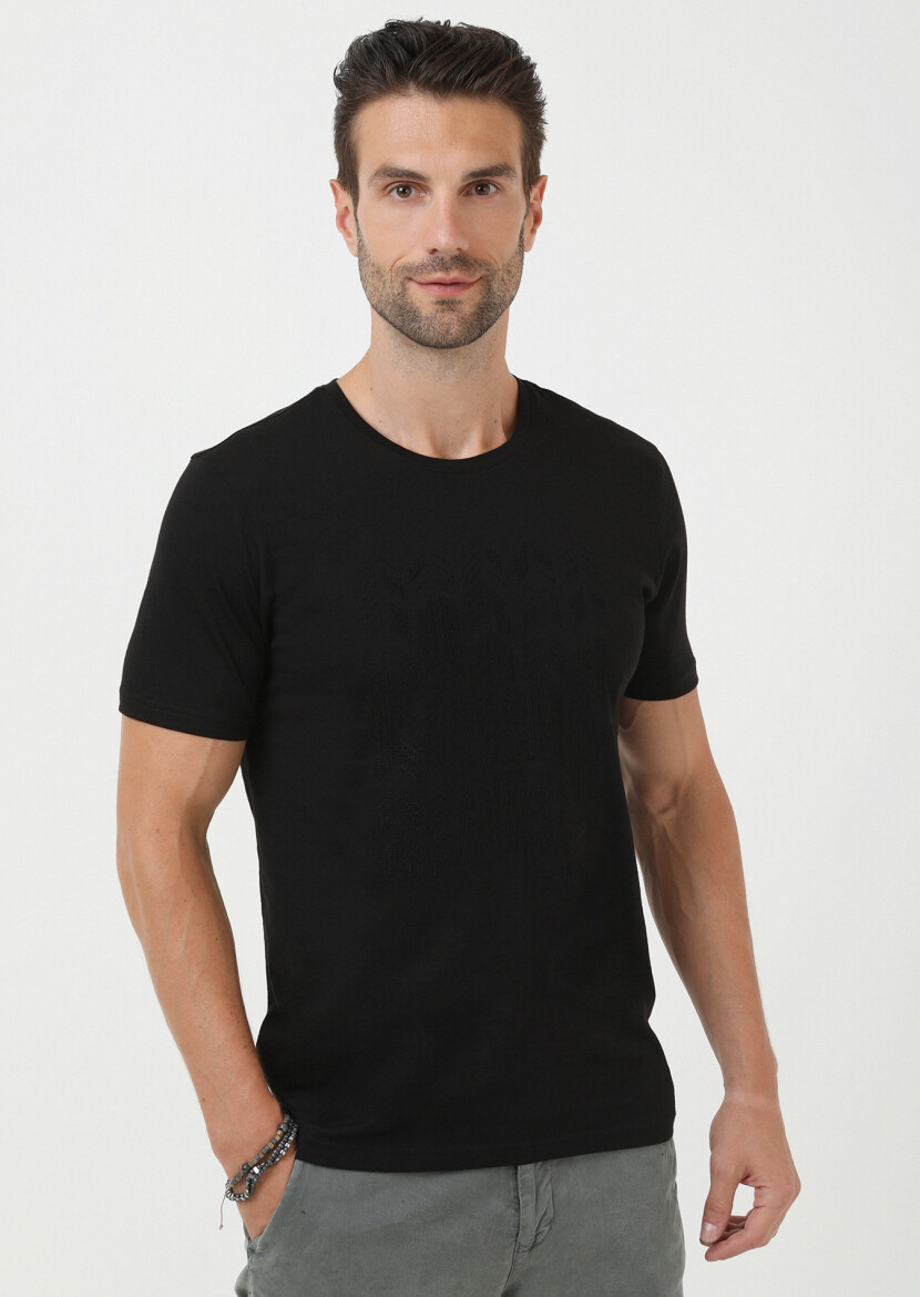 Black Plain Crew Neck 100% Cotton T-Shirt 