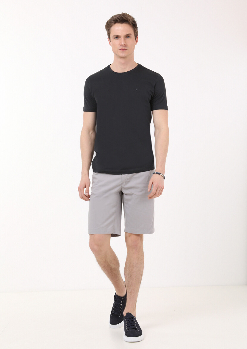 Black Plain Crew Neck 100% Cotton T-Shirt - 1