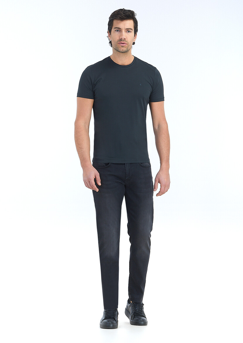 Black Plain Crew Neck 100% Cotton T-Shirt 