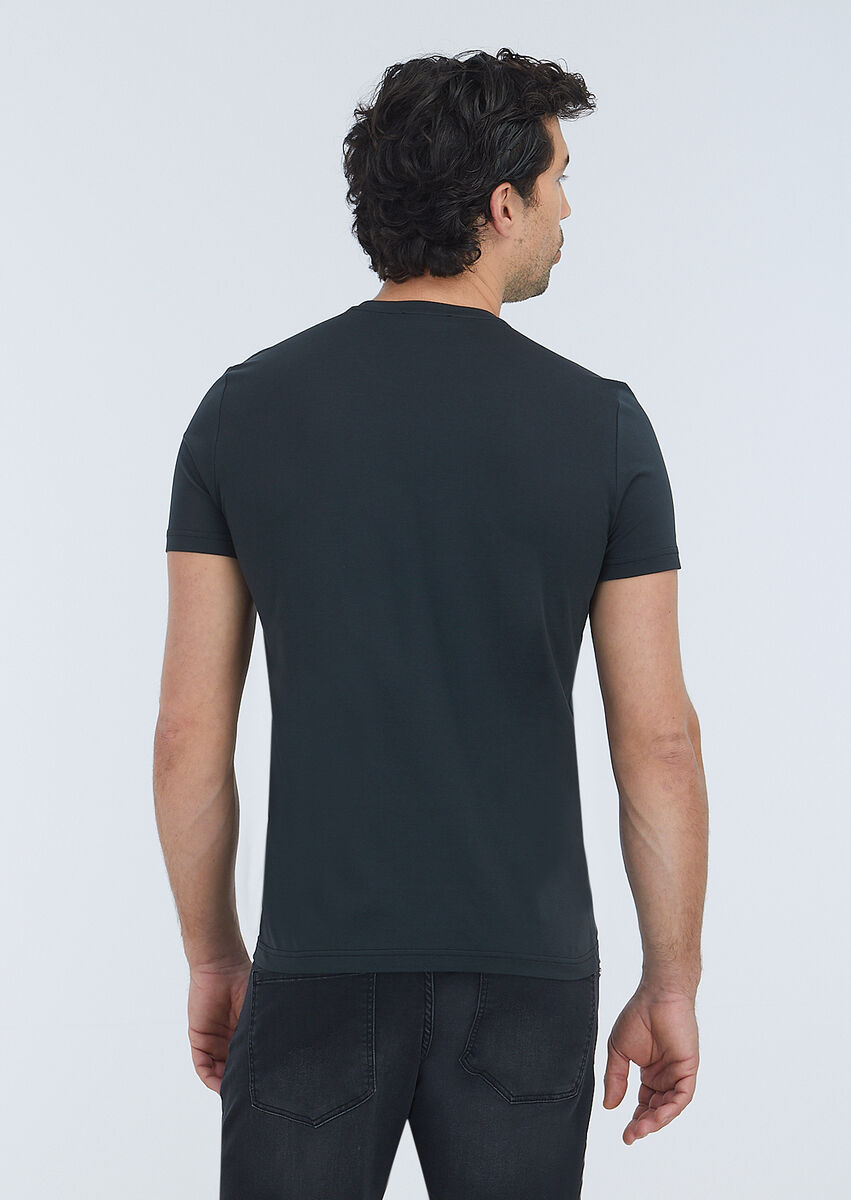 Black Plain Crew Neck 100% Cotton T-Shirt - 4