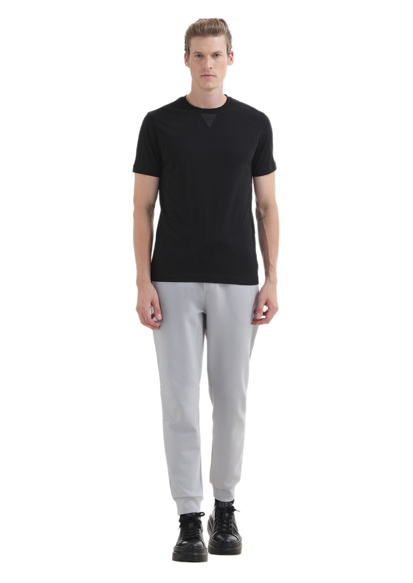 Black Plain Crew Neck 100% Cotton T-Shirt 