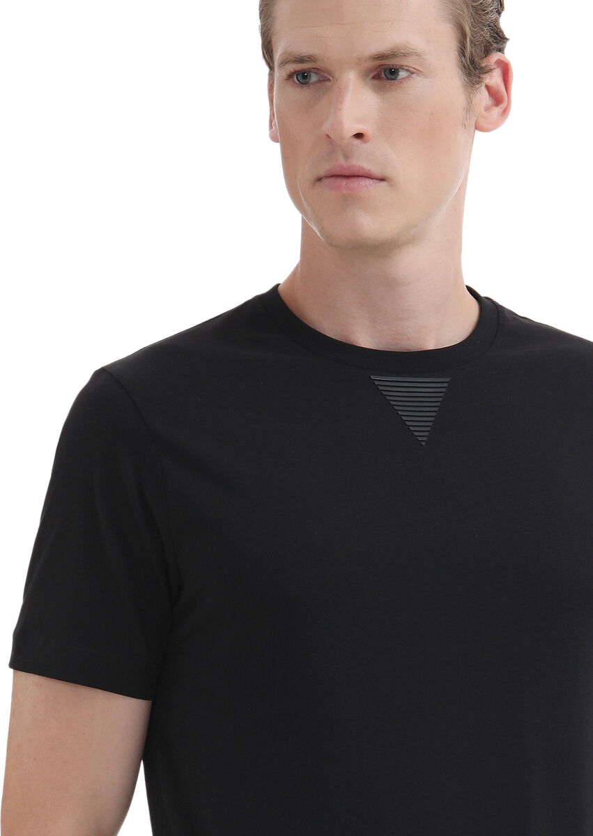 Black Plain Crew Neck 100% Cotton T-Shirt - 3