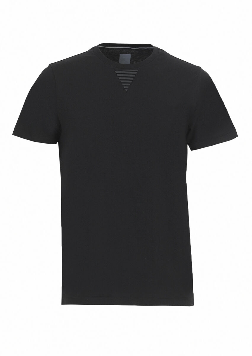 Black Plain Crew Neck 100% Cotton T-Shirt - 6