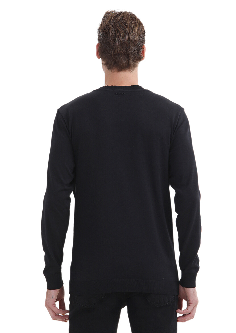 Black Plain Crew Neck 100% Cotton T-Shirt - 4