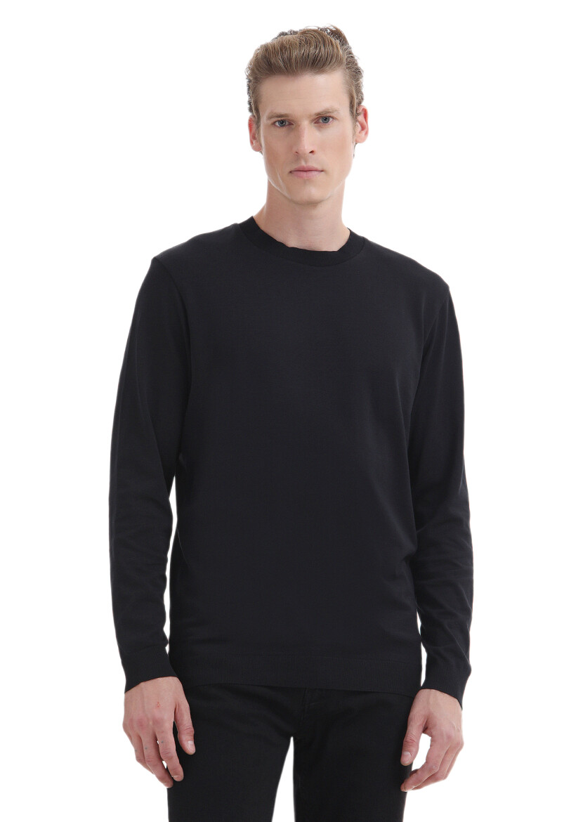 Black Plain Crew Neck 100% Cotton T-Shirt 