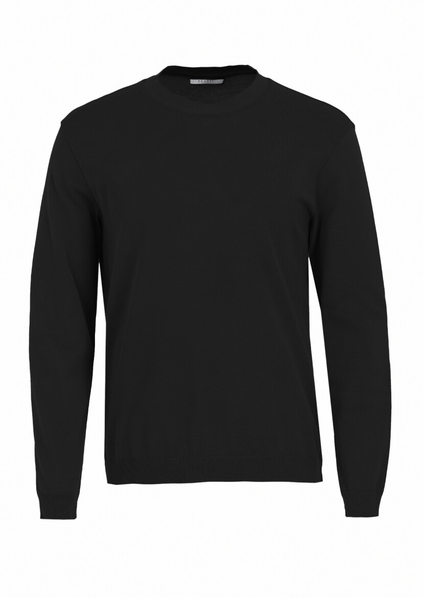 Black Plain Crew Neck 100% Cotton T-Shirt - 5