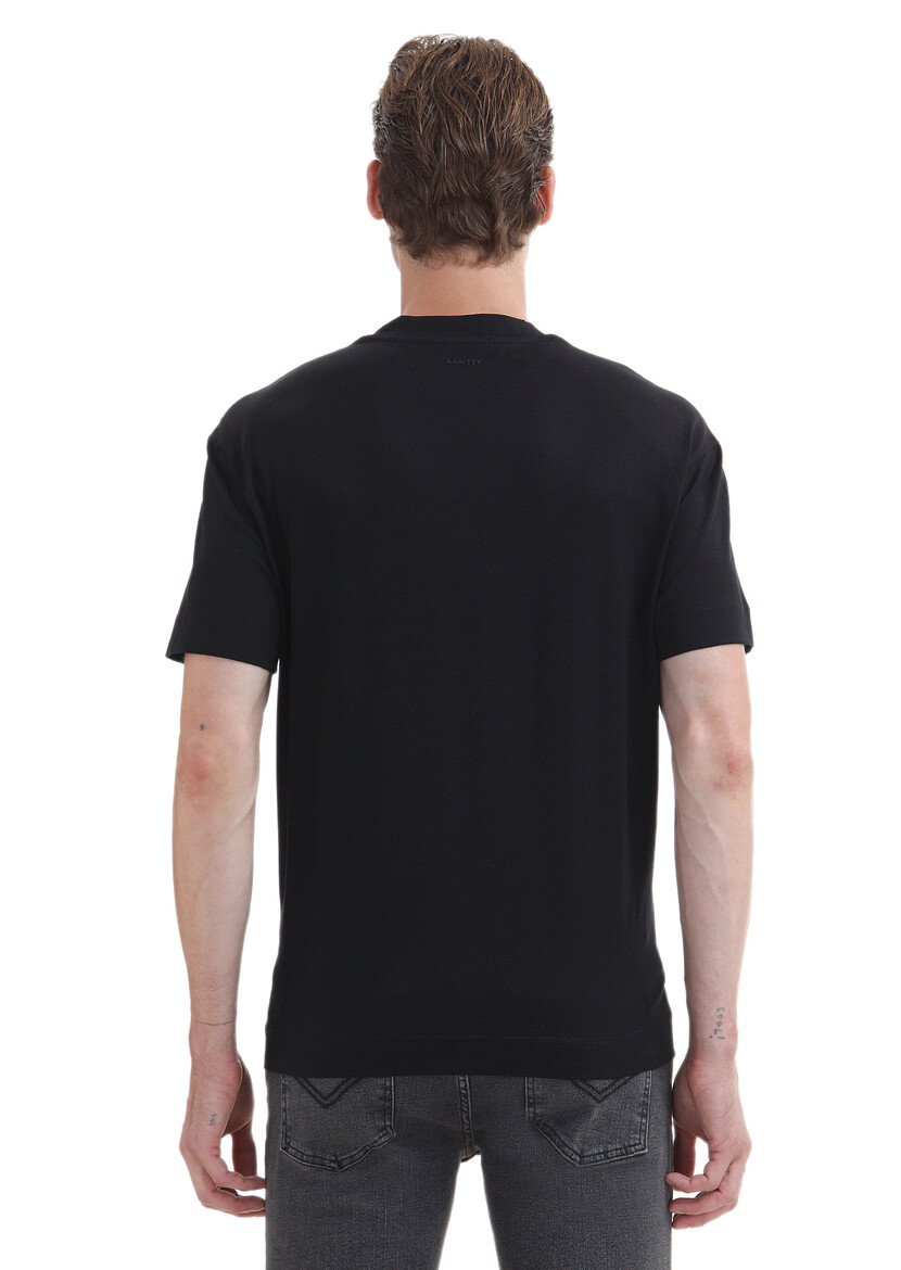 Black Plain Crew Neck 100% Cotton T-Shirt - 5