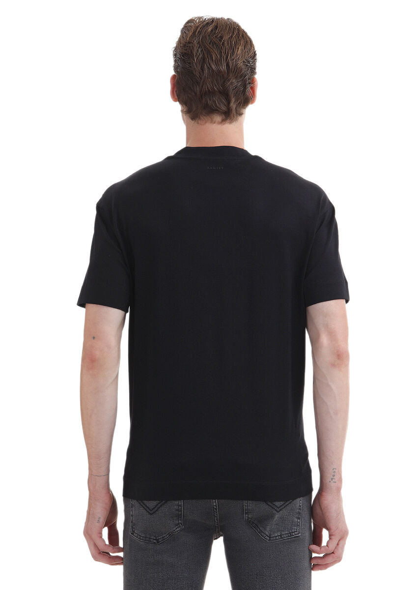 Black Plain Crew Neck 100% Cotton T-Shirt - 5