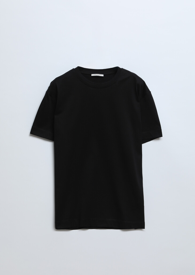 Black Plain Crew Neck 100% Cotton T-Shirt - 6