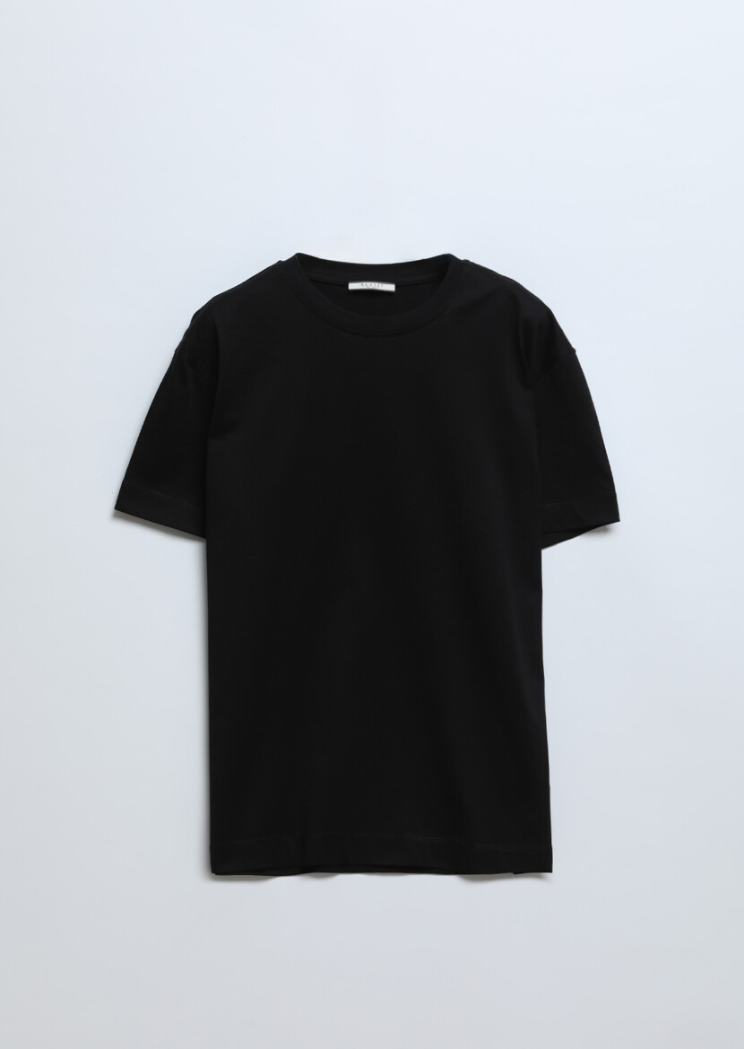 Black Plain Crew Neck 100% Cotton T-Shirt - 6