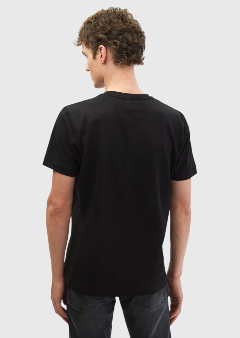 Black Plain Crew Neck 100% Cotton T-Shirt - 5