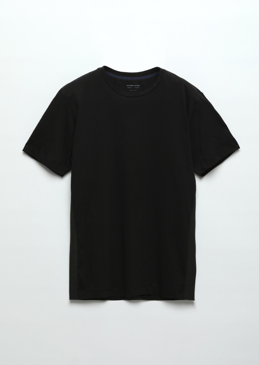 Black Plain Crew Neck 100% Cotton T-Shirt - 6