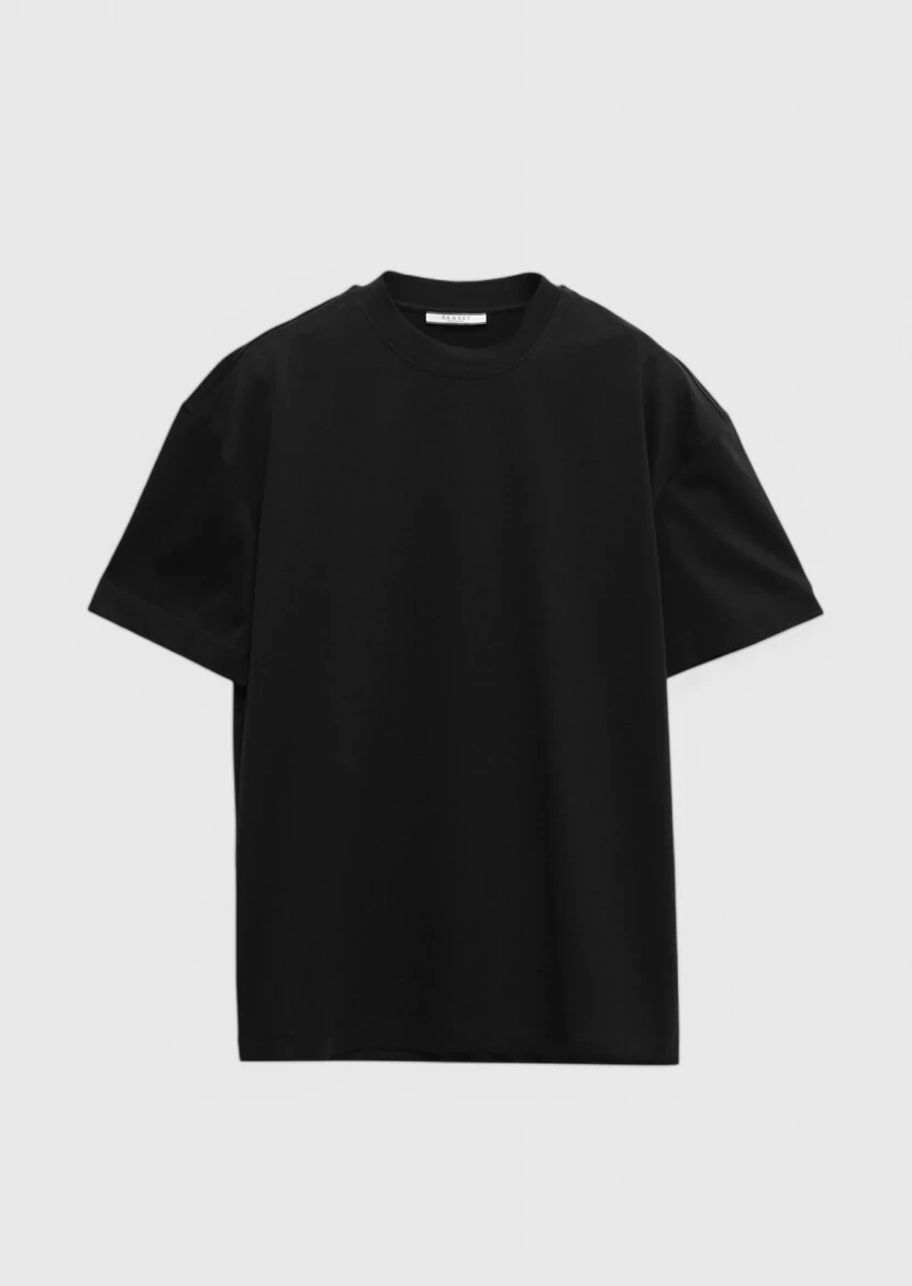 Black Plain Crew Neck 100% Cotton T-Shirt - 6