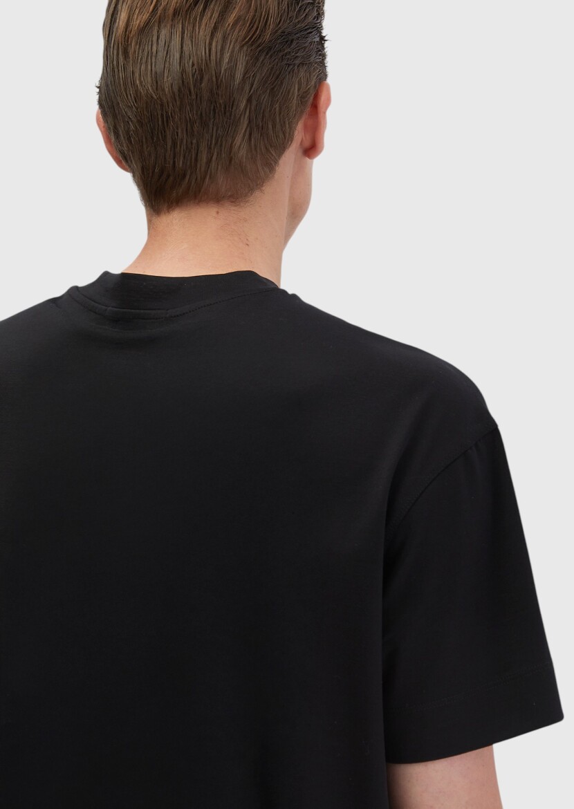 Black Plain Crew Neck 100% Cotton T-Shirt - 4