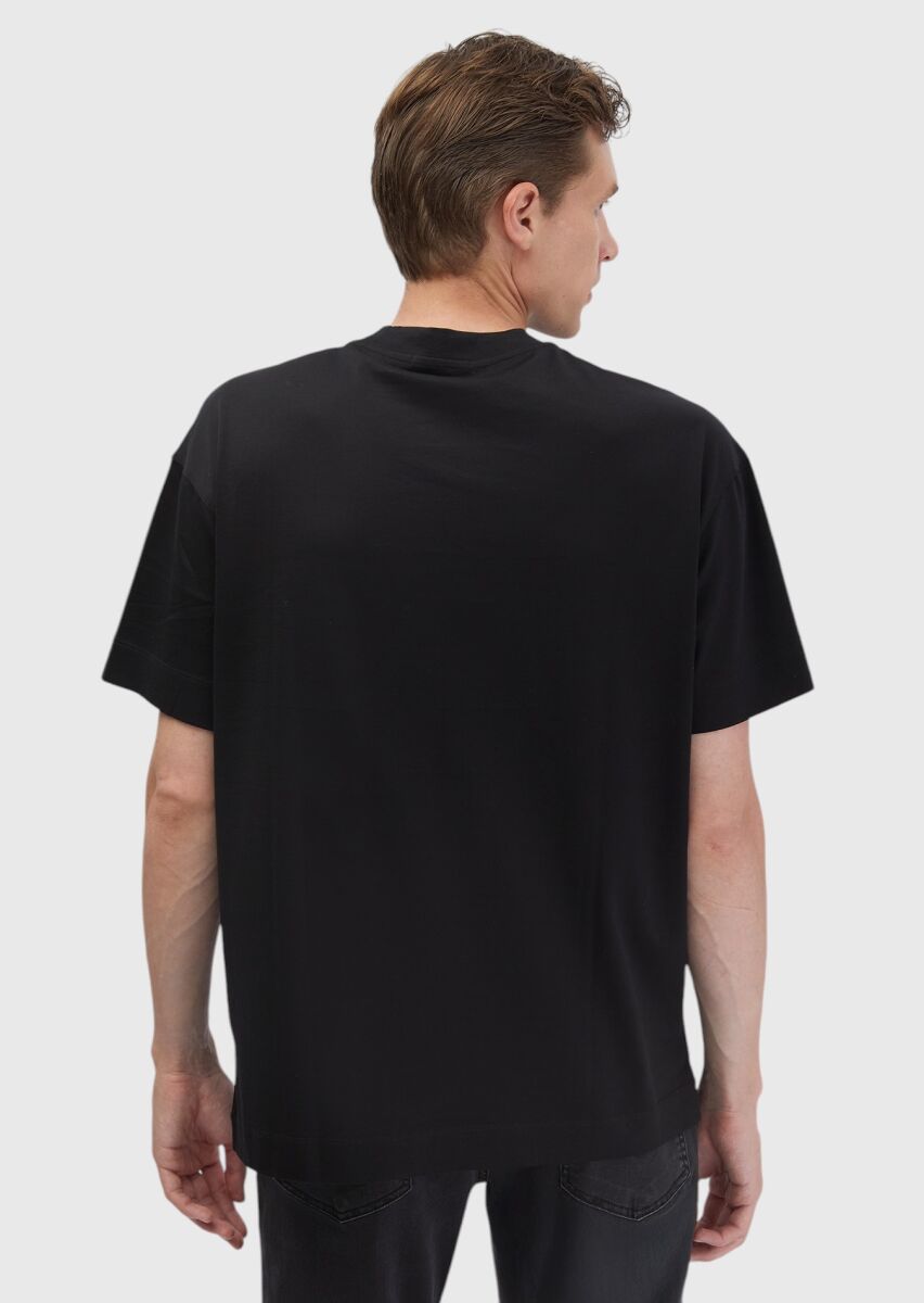 Black Plain Crew Neck 100% Cotton T-Shirt - 5