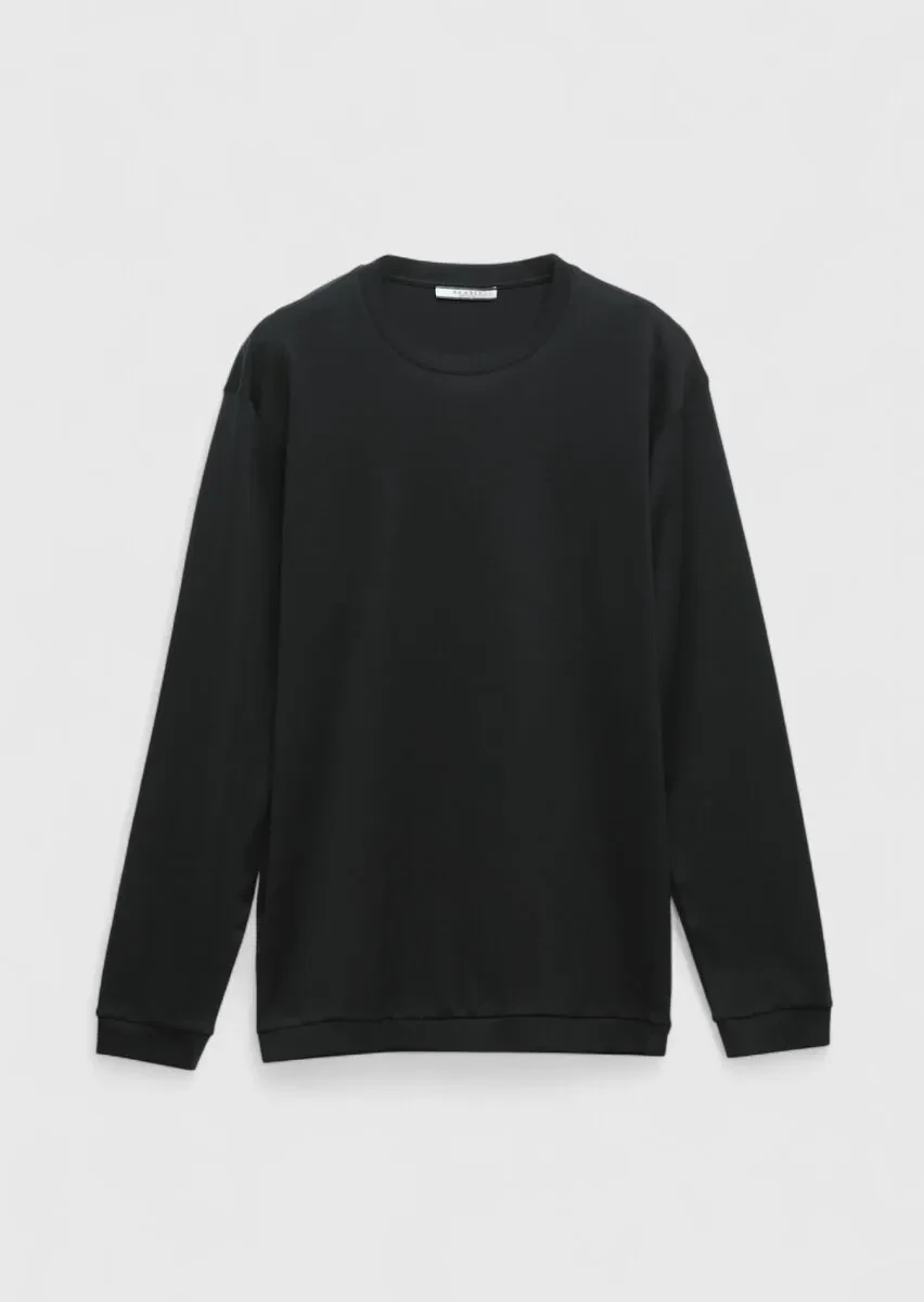 Black Plain Crew Neck 100% Cotton T-Shirt - 1
