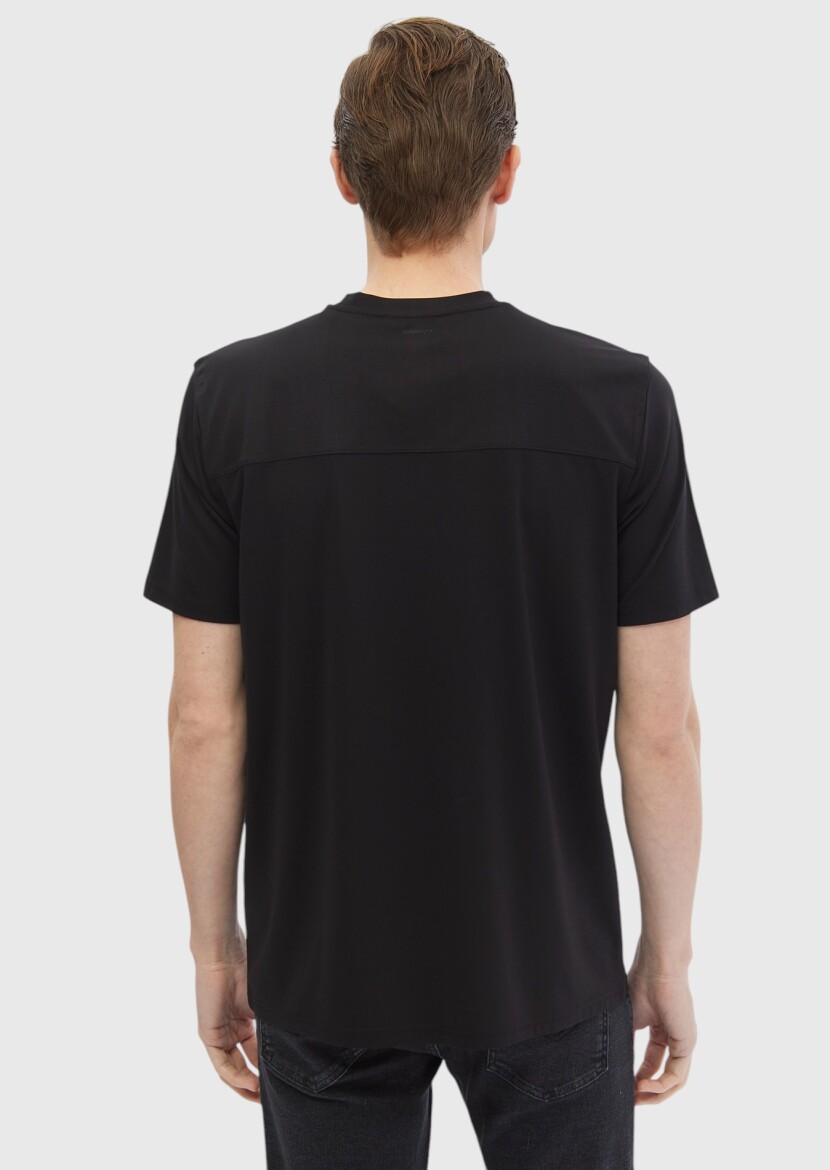 Black Plain Crew Neck T-Shirt - 7