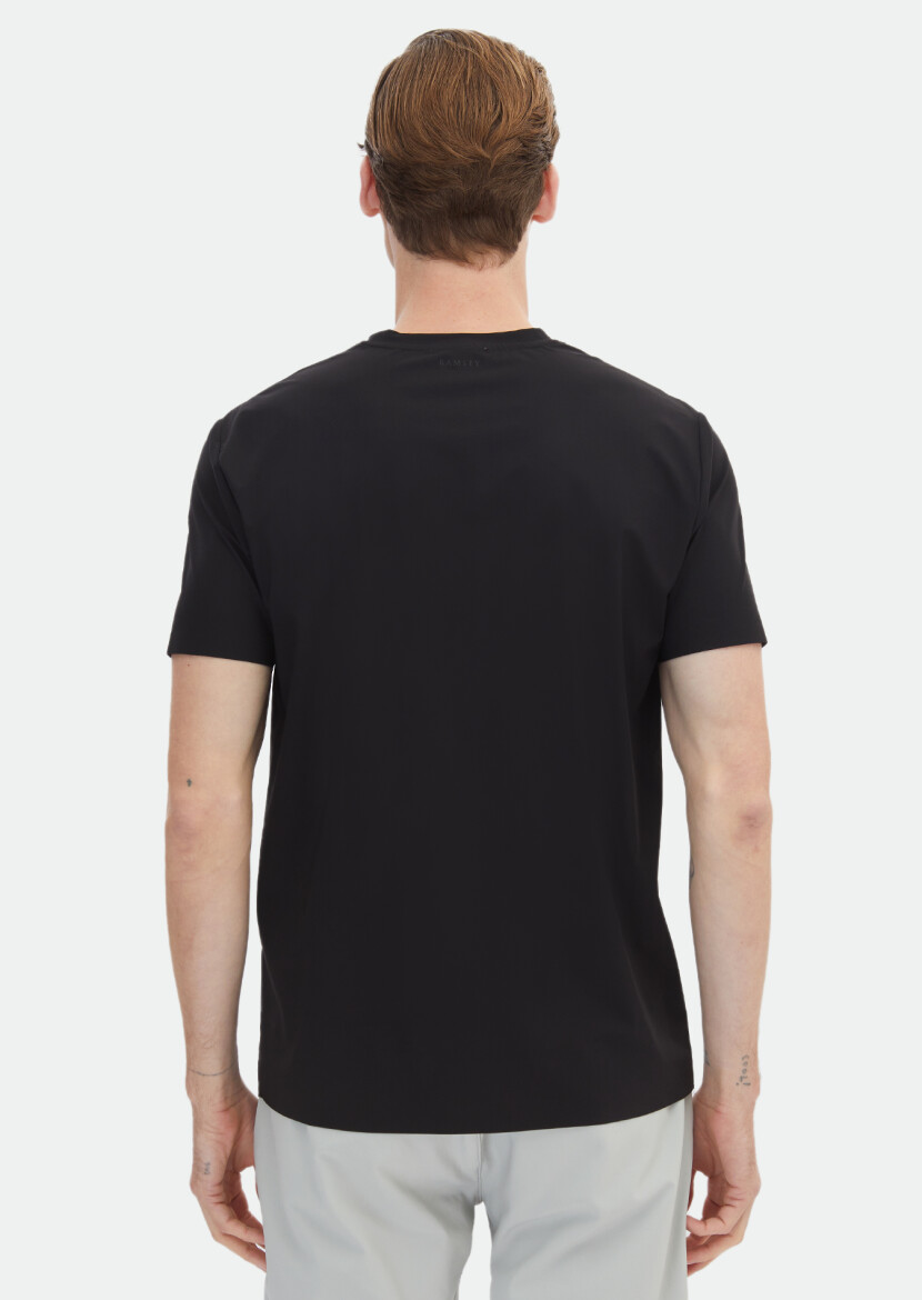 Black Plain Crew Neck T-Shirt - 5