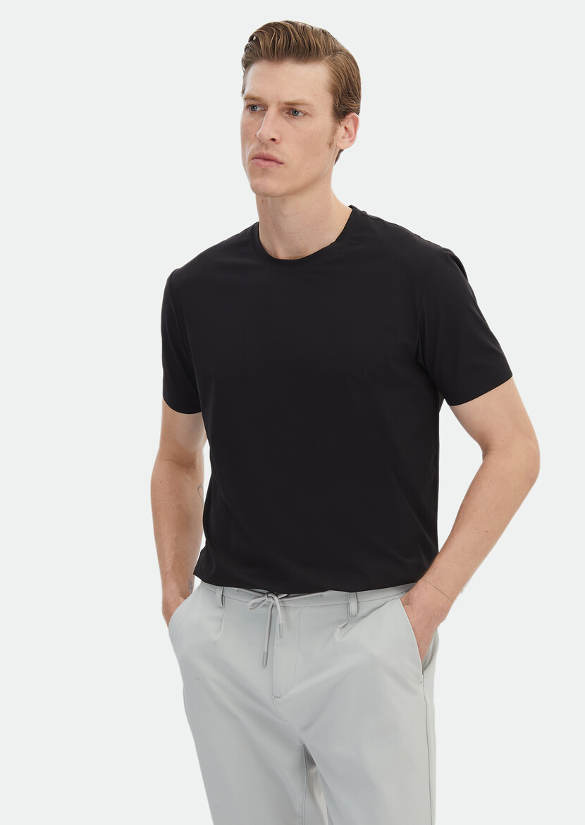 Black Plain Crew Neck T-Shirt 