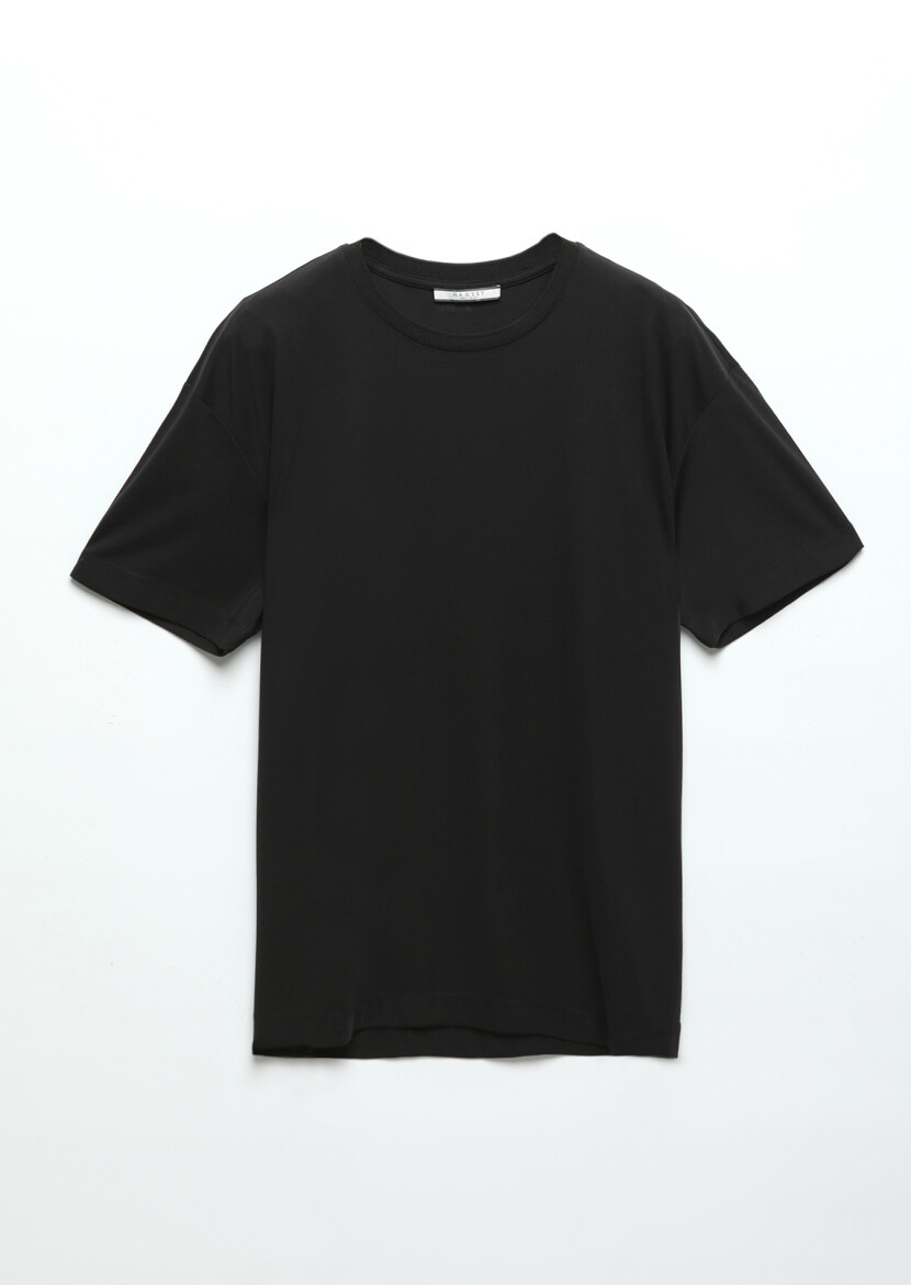 Black Plain Crew Neck T-Shirt - 6