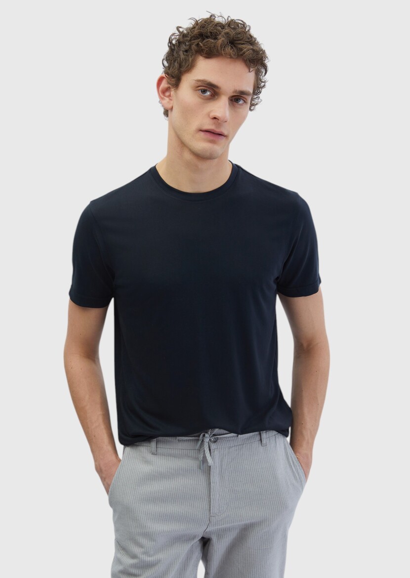 Black Plain Crew Neck T-Shirt 