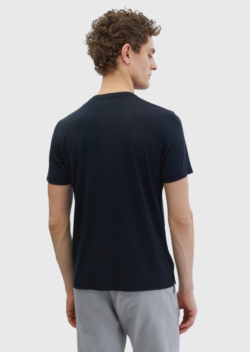 Black Plain Crew Neck T-Shirt - 4