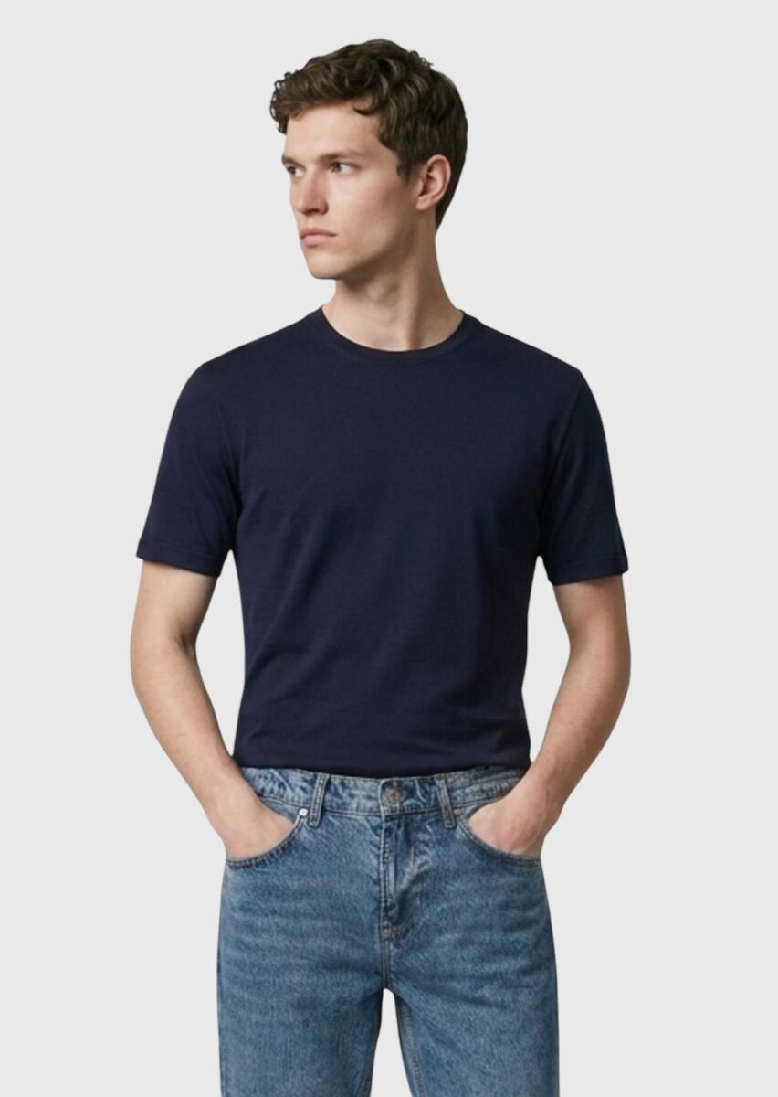 Black Plain Crew Neck T-Shirt - 1