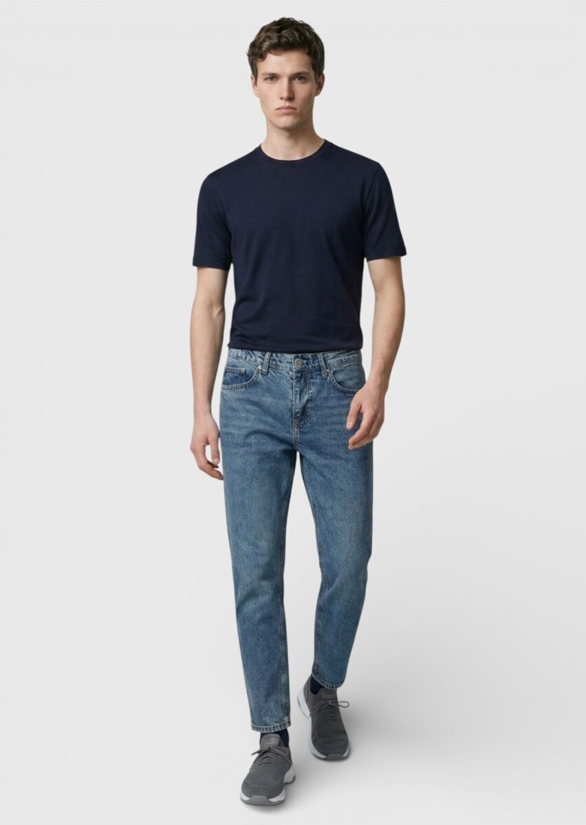 Black Plain Crew Neck T-Shirt - 2