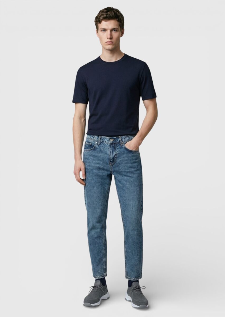 Black Plain Crew Neck T-Shirt - 3