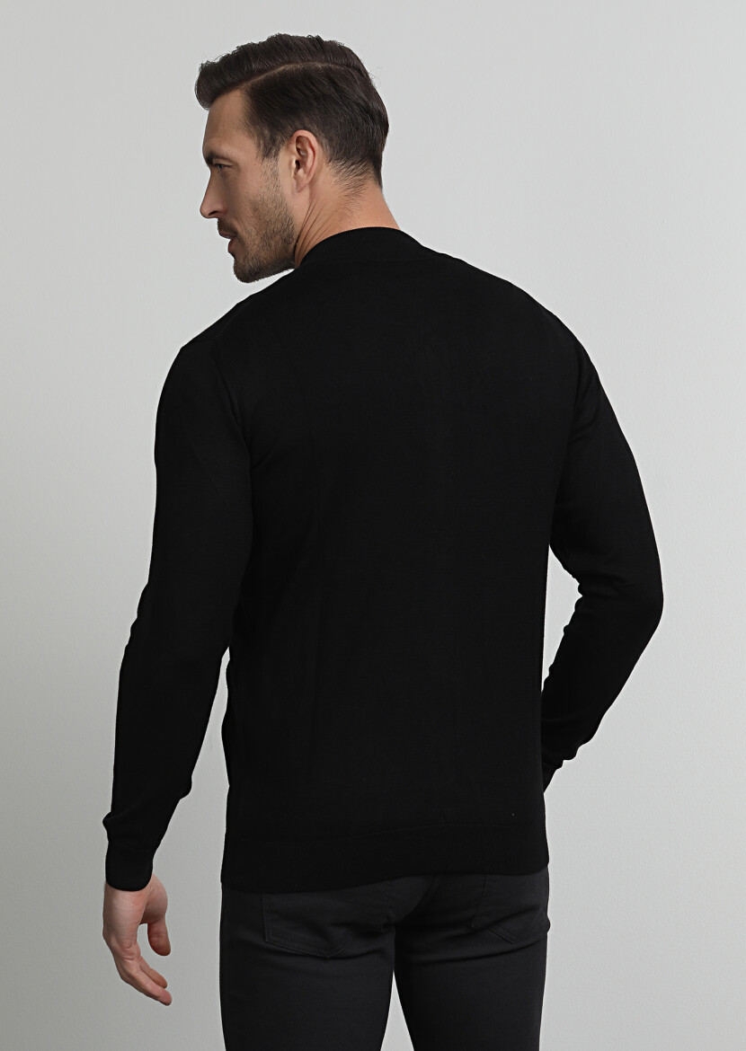 Black Plain Knitting Cardigan - 4