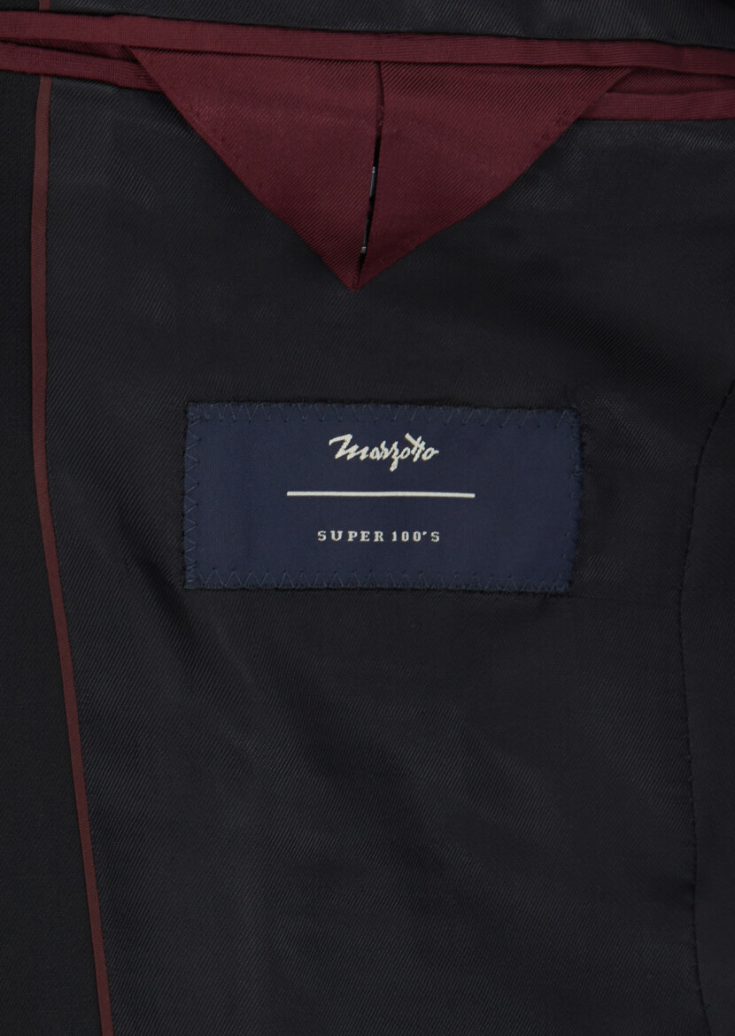 Black Plain Modern Fit 100% Wool Suit - 4